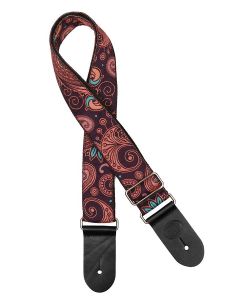 Gaucho Traditional Series guitar strap,2 inch jacquard jacquard weave, leather slips, multi colors300