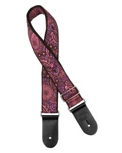 Gaucho Traditional Series guitar strap,2 inch jacquard jacquard weave, leather slips, multi colors500