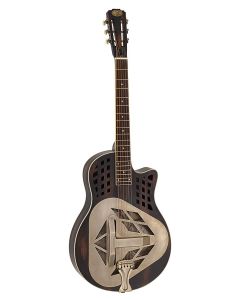 Royall Tri Cone 12 fret resonator CHESS CUTAWAY 12, wooden body (okoume) brown sand finish, with softcase