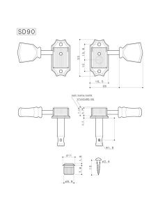 Gotoh machine heads for guitar, 3x left en right, ratio 1:15, magnum lock, keystone button, nickel