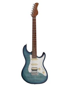 Sire Guitars S Series Larry Carlton electrische gitaar, S-style, elzen body, gevlamde esdoorn top, transparant blauw