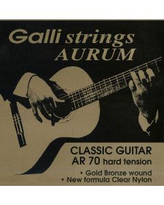 Galli Aurum snarenset klassiek, gold bronze wound, clear nylon trebles,  hard tension