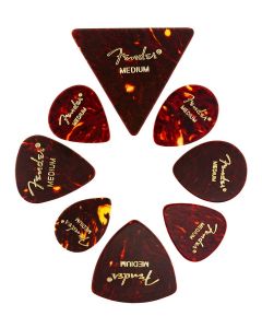 Fender Celluloid Medley Picks 8 pieces, all shapes, tortoise shell, medium