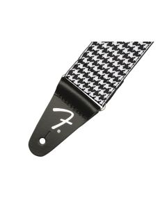 Fender guitar strap, houndstooth, white