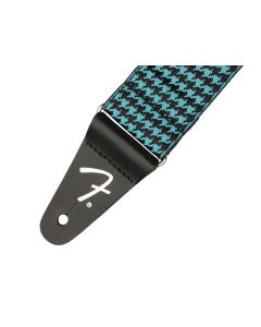 Fender guitar strap, houndstooth, teal