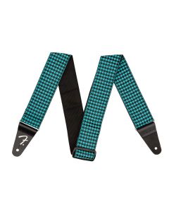 Fender guitar strap, houndstooth, teal