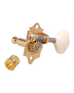 Gotoh machine heads for guitar, 3xL+3xR, ratio 1:15, butterbean cream button, gold