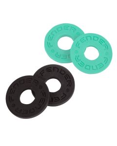 Fender Straps Blocks, rubber strap locking rings, one pair black and one pair surf green