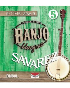 Savarez string set 5-string banjo, bluegrass, light, 009-011-013-020W-009