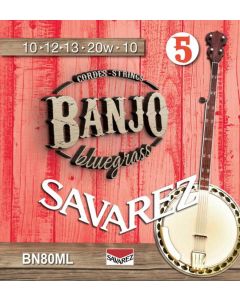 Savarez string set 5-string banjo, bluegrass, medium light, 010-012-013-020W-010