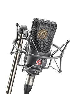 Neumann TLM Series large diaphragm microphone, condenser, cardioid, P48, XLR-3 M, black, studio set