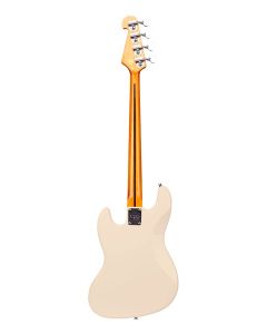 SX Retro Series 62 vintage P-style electric bass guitar, with split single coil pickup, with bag, vintage white