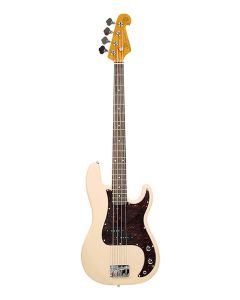 SX Retro Series 62 vintage P-style electric bass guitar, with split single coil pickup, with bag, vintage white