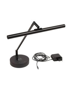 Boston piano LED lamp, inclusief draadloze oplader, T-vorm, zwarte aluminium behuizing, inclusief adapter