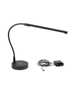 Boston piano LED lamp, inclusief draadloze oplader, L-vorm, zwarte aluminium behuizing, inclusief adapter