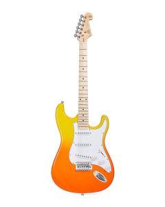 SX Modern Series ST style electric guitar with gigbag, burning fire