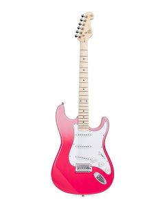 SX Modern Series ST style electric guitar with gigbag, pink twilight