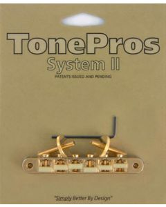 TonePros AVR2G tune-o-matic bridge, for USA guitars, G Formula saddles, gold