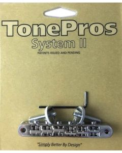 TonePros AVR2P tune-o-matic bridge with pre-notched saddles, for USA guitars, chrome