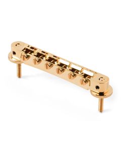 TonePros AVR2P tune-o-matic bridge with pre-notched saddles, for USA guitars, gold