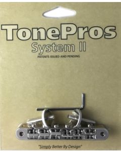 TonePros AVR2P tune-o-matic bridge with pre-notched saddles, for USA guitars, nickel