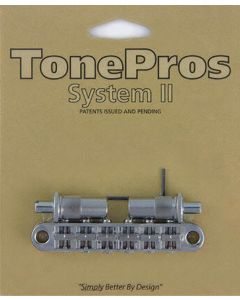 TonePros aluminum tune-o-matic bridge, metric/for import guitars, bell brass saddles, chrome