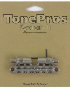 TonePros aluminum tune-o-matic bridge, metric/for import guitars, bell brass saddles, nickel