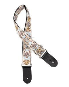 Gaucho Traditional Series guitar strap, 2inch  jacquard weave, leather slips, multi colors