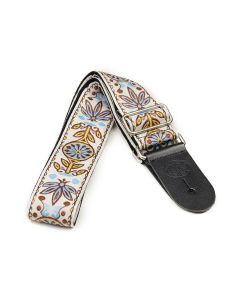 Gaucho Traditional Series guitar strap, 2inch  jacquard weave, leather slips, multi colors