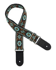 Gaucho Traditional Series guitar strap,2 inch jacquard jacquard weave, leather slips, multi colors2