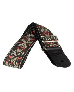 Gaucho Traditional Series guitar strap,2 inch jacquard jacquard weave, leather slips, multi colors4