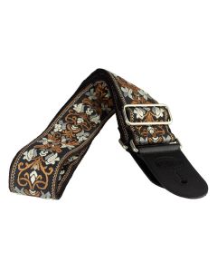 Gaucho Traditional Series guitar strap,2 inch jacquard jacquard weave, leather slips, multi colors6