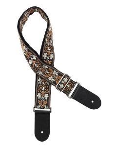 Gaucho Traditional Series guitar strap,2 inch jacquard jacquard weave, leather slips, multi colors6