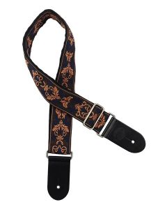 Gaucho Traditional Series guitar strap,2 inch jacquard jacquard weave, leather slips, multi colors8