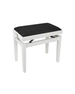 Boston piano bench with adjustable seat (55,5x32,5x48-56cm), glossy white with black velvet seat