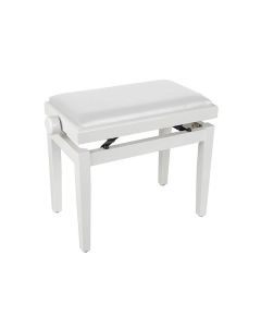 Boston piano bench with adjustable seat (55,5x32,5x48-56cm), glossy white with white vinyl seat