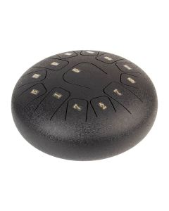 Hayman steel tongue drum 12" black, 13 notes C-Major ionian: G3-A3-B3-C4-D4-E4-F4-G4-A4-B4-C3-D3-E3