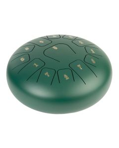 Hayman steel tongue drum 12" green, 13 notes C-Major ionian: G3-A3-B3-C4-D4-E4-F4-G4-A4-B4-C3-D3-E3