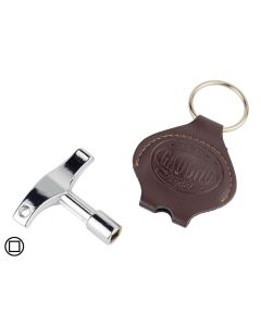 Hayman drum key T-model with leather key ring pouch (various colors)