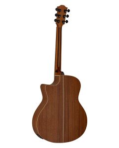 Bromo Tahoma Series auditorium guitar with solid top, cutaway with EQ, amara ebony fb, natural