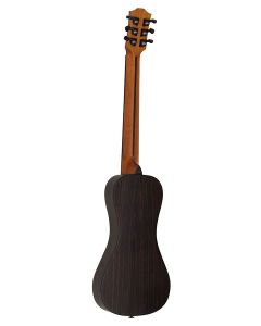 Bromo Rocky Mountain Series traveller guitar all solid tonewoods, amara ebony fb, natural, with strap and heavy duty bag