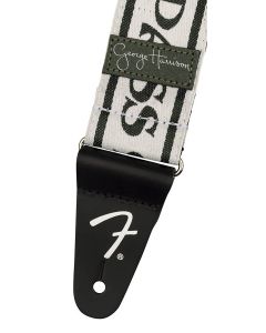 Fender George Harrison ATMP Logo guitar strap, white/black polyester, 2"