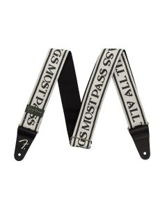 Fender George Harrison ATMP Logo guitar strap, white/black polyester, 2"