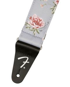 Fender 2" guitar strap, Floral polyester twill fabric, grey