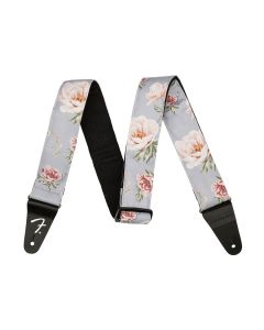 Fender 2" guitar strap, Floral polyester twill fabric, grey