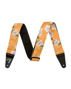 Fender 2" guitar strap, Floral polyester twill fabric, marigold