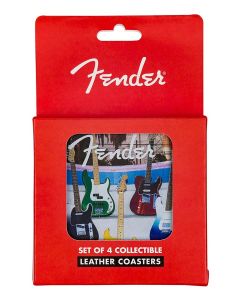 Fender guitar coasters, multi-colour leather, 4 pcs.