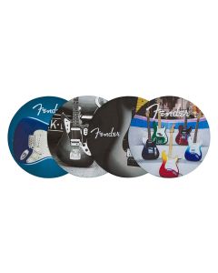 Fender guitar coasters, multi-colour leather, 4 pcs.