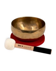 Sela brass singing bowl 17cm, with mallet - felt ring - cotton bag