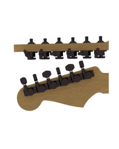 Hipshot guitar tuner upgrade kit, 6 inline Grip-Lock, closed staggered black